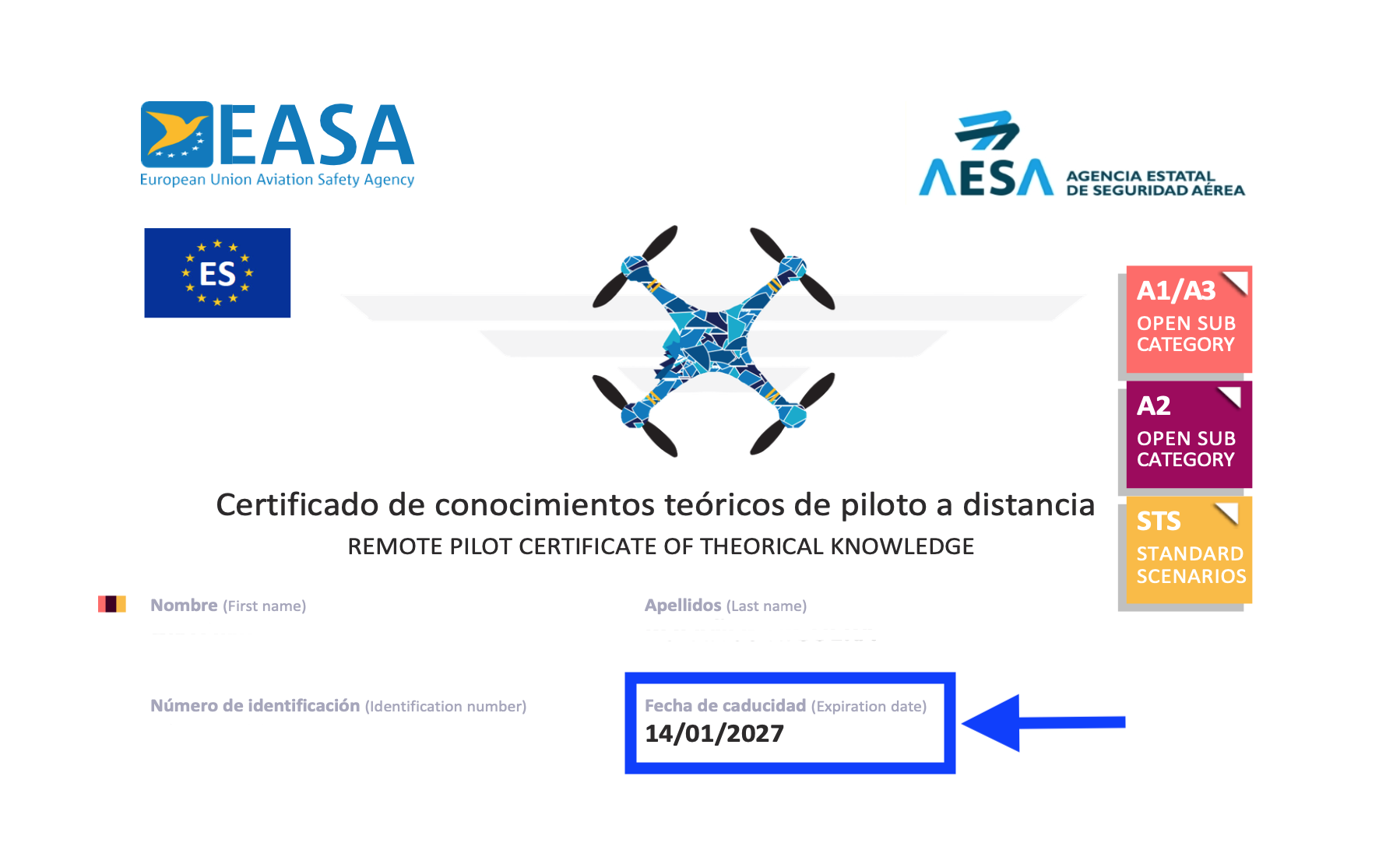 Certificado teórico de AESA